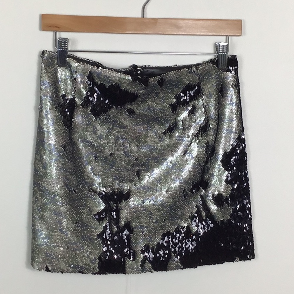 NWT! Free People camo/black sequin mini skirt
